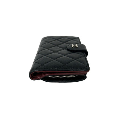 Chanel Quilted CC Logo Caviar Leather Bifold Wallet Black — view 5