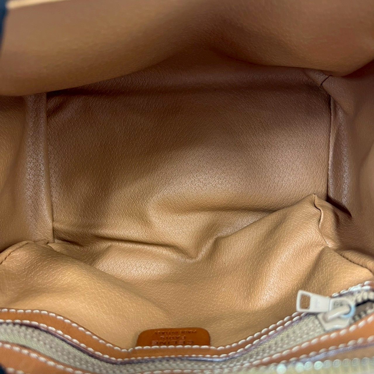 Celine Vintage Macadam Blason Pattern Leather Mini Boston Bag Brown — view 9