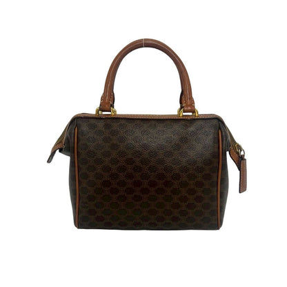 Celine Vintage Macadam Blason Pattern Leather Mini Boston Bag Brown — view 3