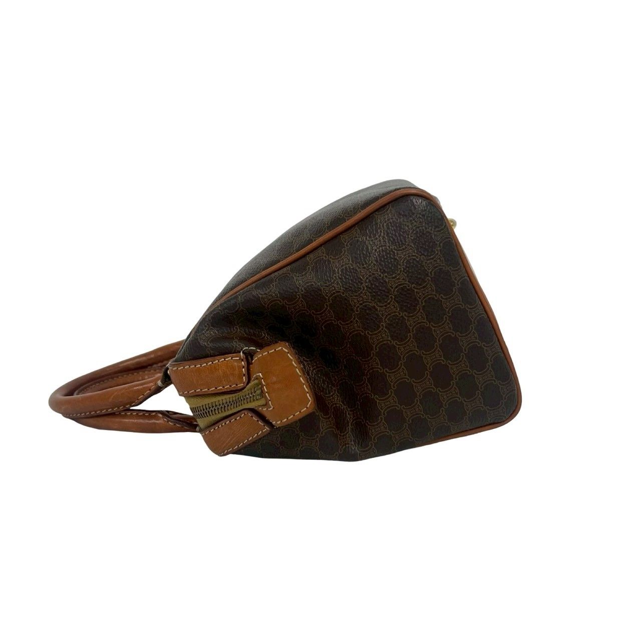 Celine Vintage Macadam Blason Pattern Leather Mini Boston Bag Brown — view 5