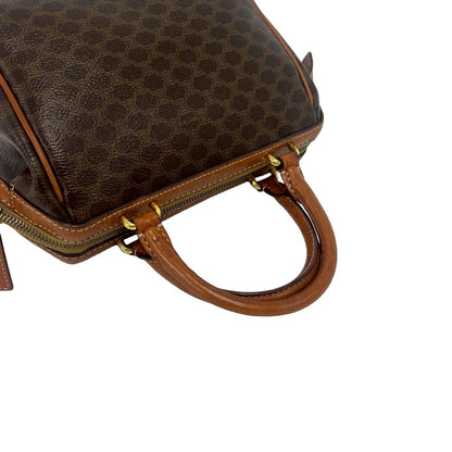 Celine Vintage Macadam Blason Pattern Leather Mini Boston Bag Brown — view 4
