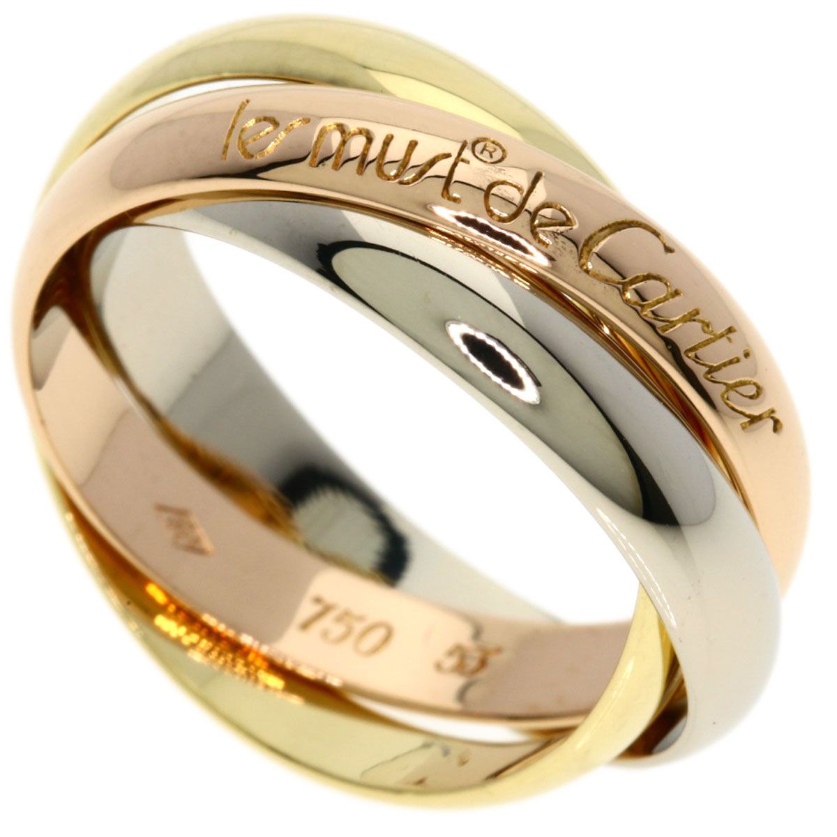 Cartier Trinity 53 Ring 18k Yellow Gold 18k Pink White