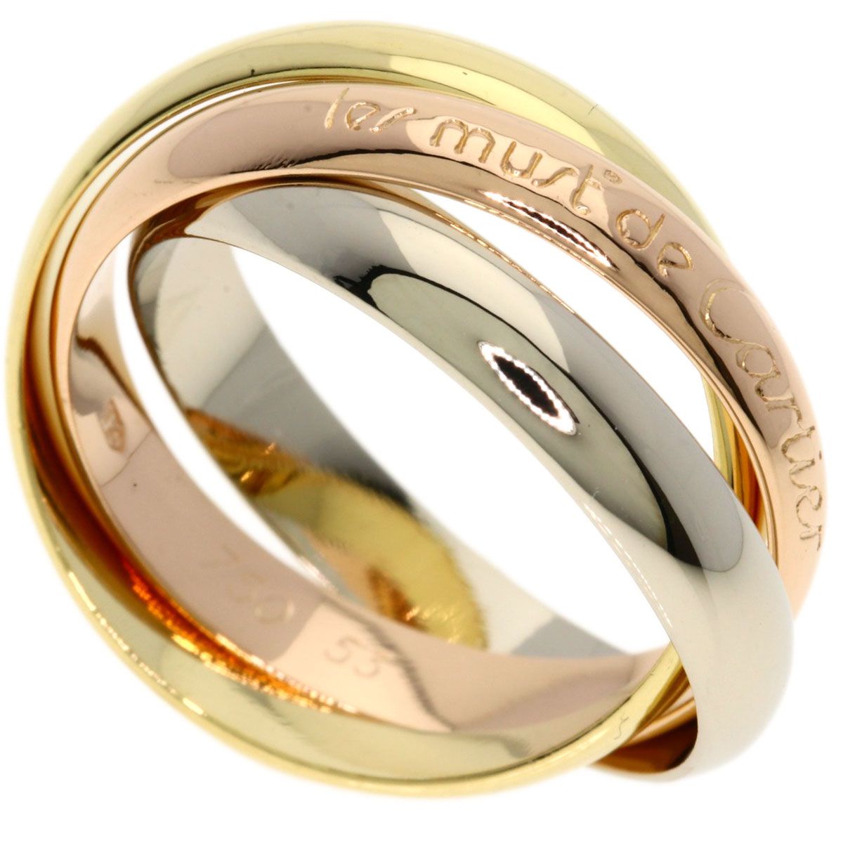Cartier Trinity 53 Ring 18k Yellow Gold 18k Pink White