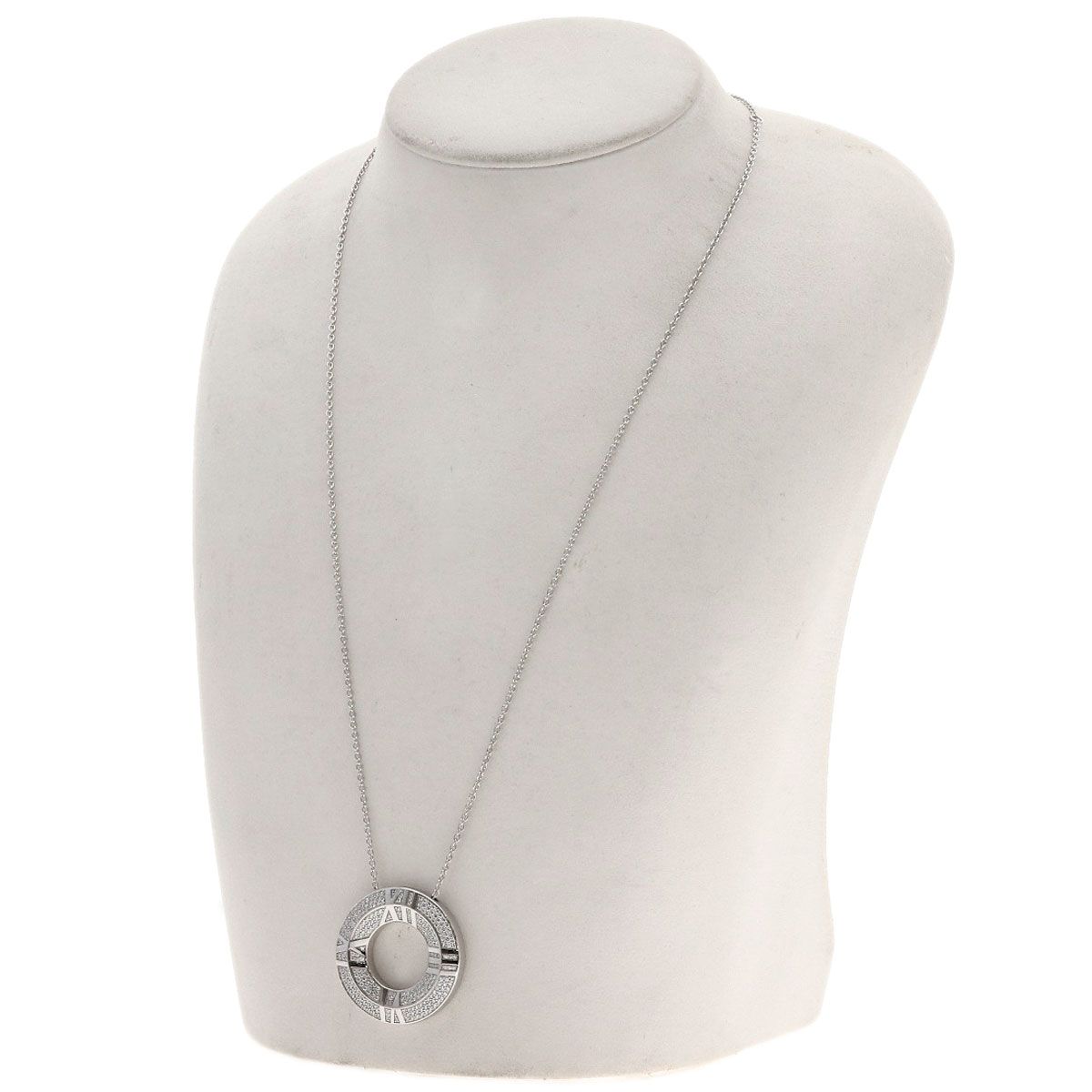 Tiffany & Co Atlas Closed Circle Diamond Necklace 18k White Gold — view 4