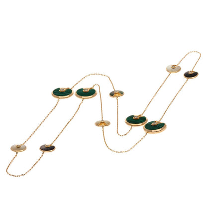 Cartier Amulet Malachite Shell Diamond Long Necklace 18k Pink Gold — view 6