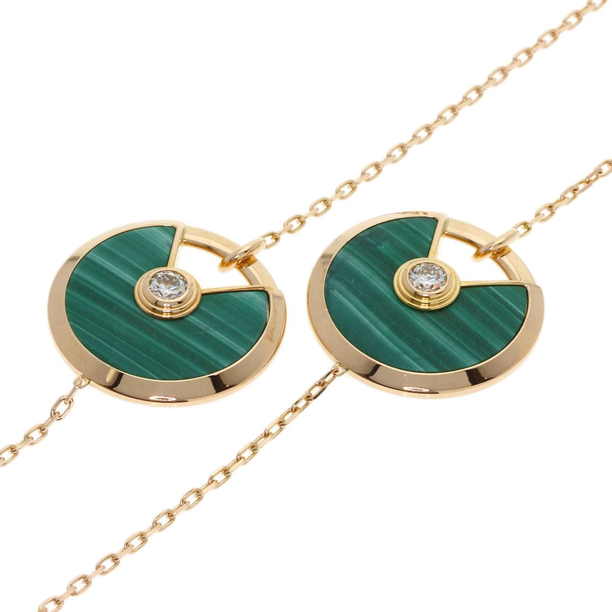 Cartier Amulet Malachite Shell Diamond Long Necklace 18k Pink Gold — view 2