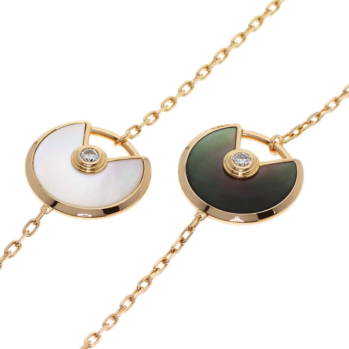 Cartier Amulet Malachite Shell Diamond Long Necklace 18k Pink Gold — view 3