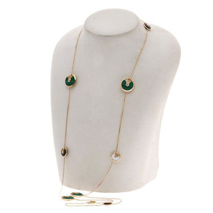 Cartier Amulet Malachite Shell Diamond Long Necklace 18k Pink Gold — view 7