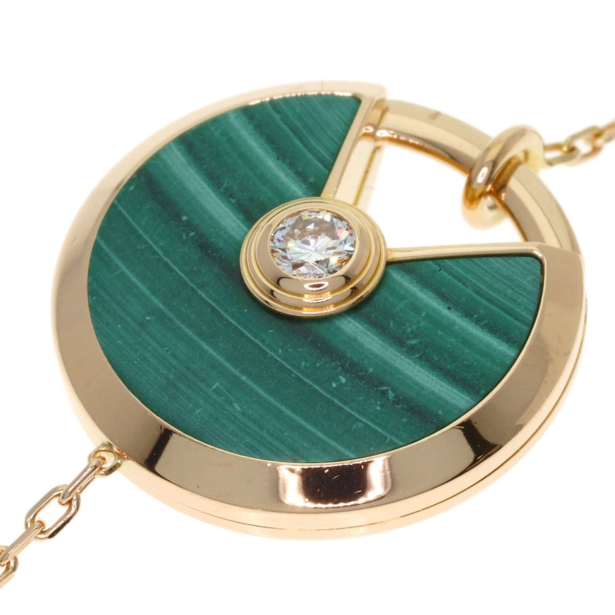 Cartier Amulet Malachite Shell Diamond Long Necklace 18k Pink Gold — view 9