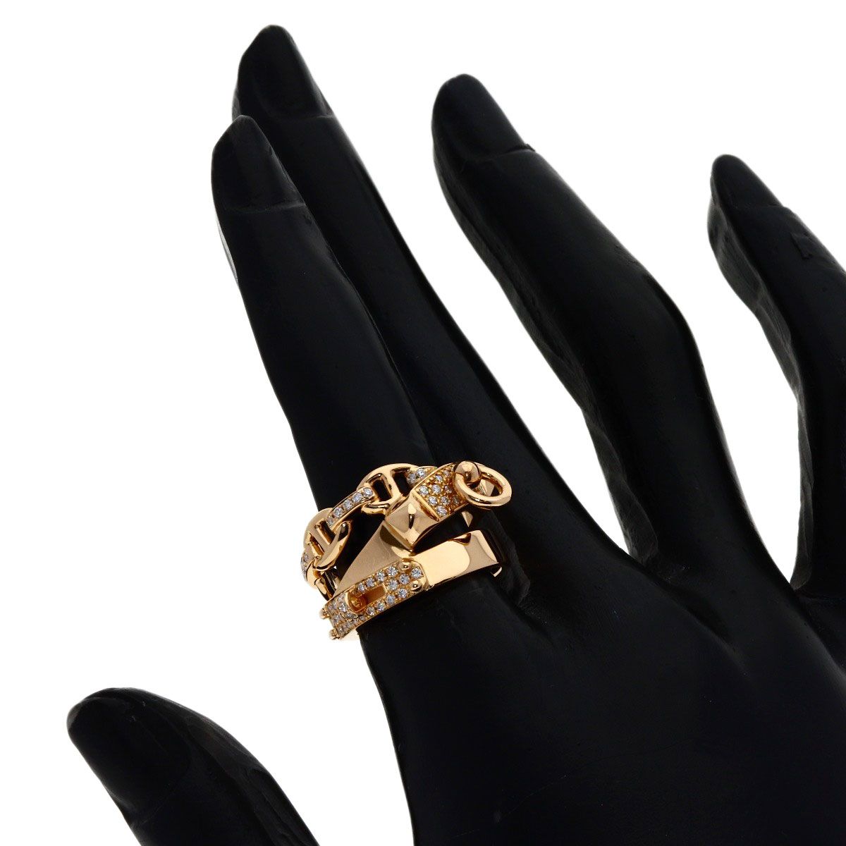 Hermes Alushimi GM Diamond 49 Ring 18k Pink Gold — view 7