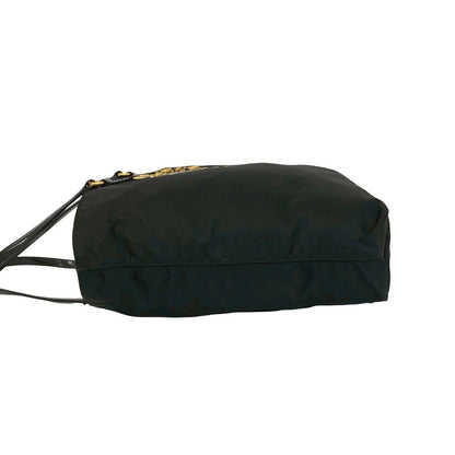 Prada Triangle Logo Tessuto Nylon Patent Tote Black — view 5