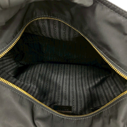 Prada Triangle Logo Tessuto Nylon Patent Tote Black — view 9