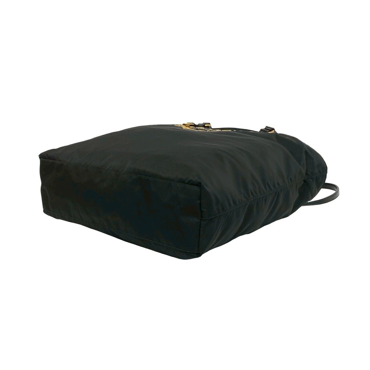 Prada Triangle Logo Tessuto Nylon Patent Tote Black — view 8