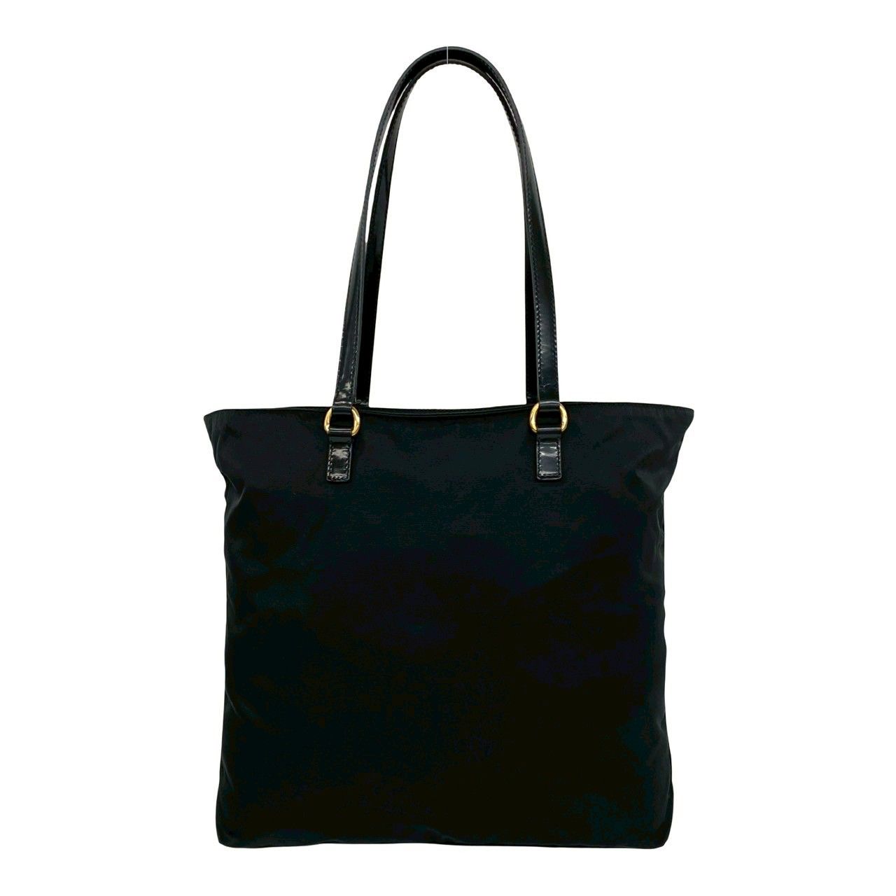 Prada Triangle Logo Tessuto Nylon Patent Tote Black — view 3