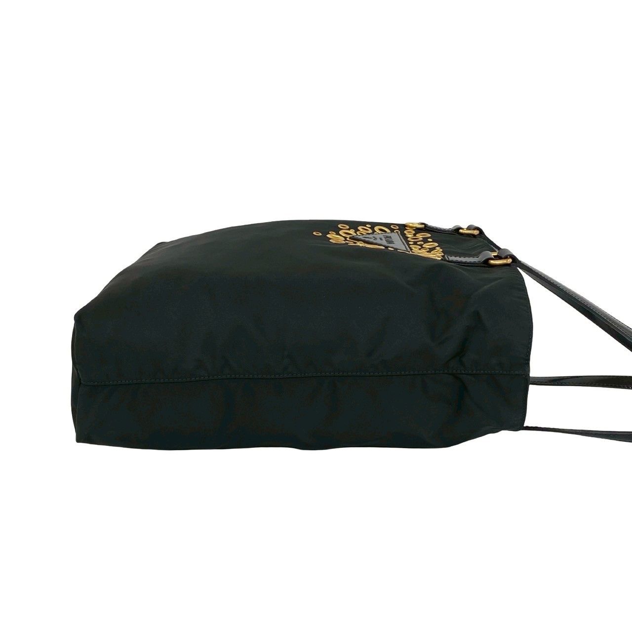 Prada Triangle Logo Tessuto Nylon Patent Tote Black — view 6