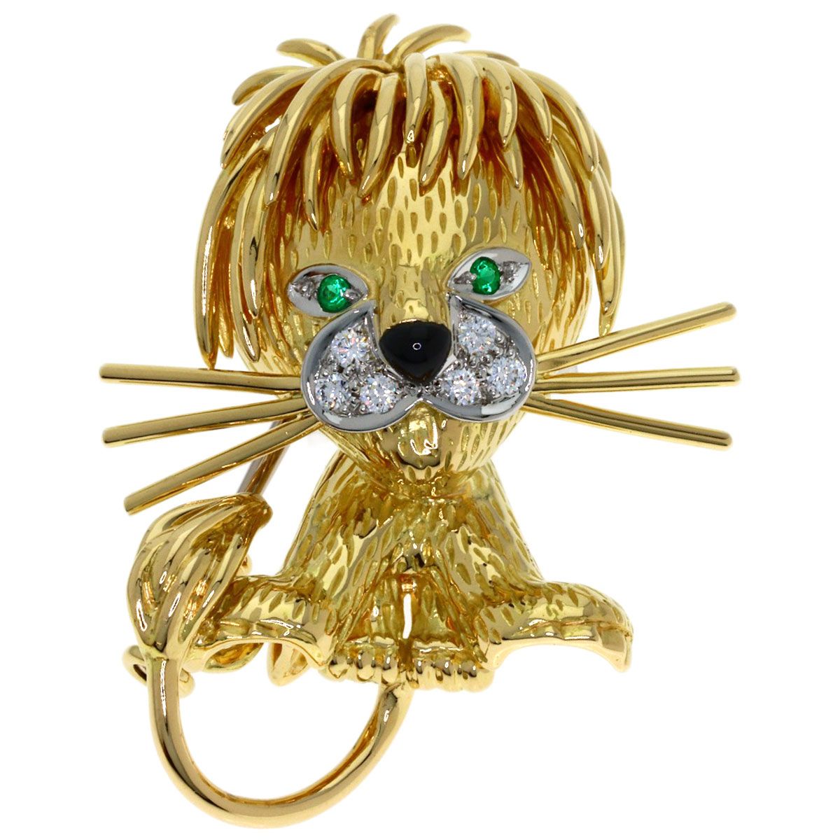 Van Cleef & Arpels Lucky Animals Lion Motif Brooch 18k Yellow Gold