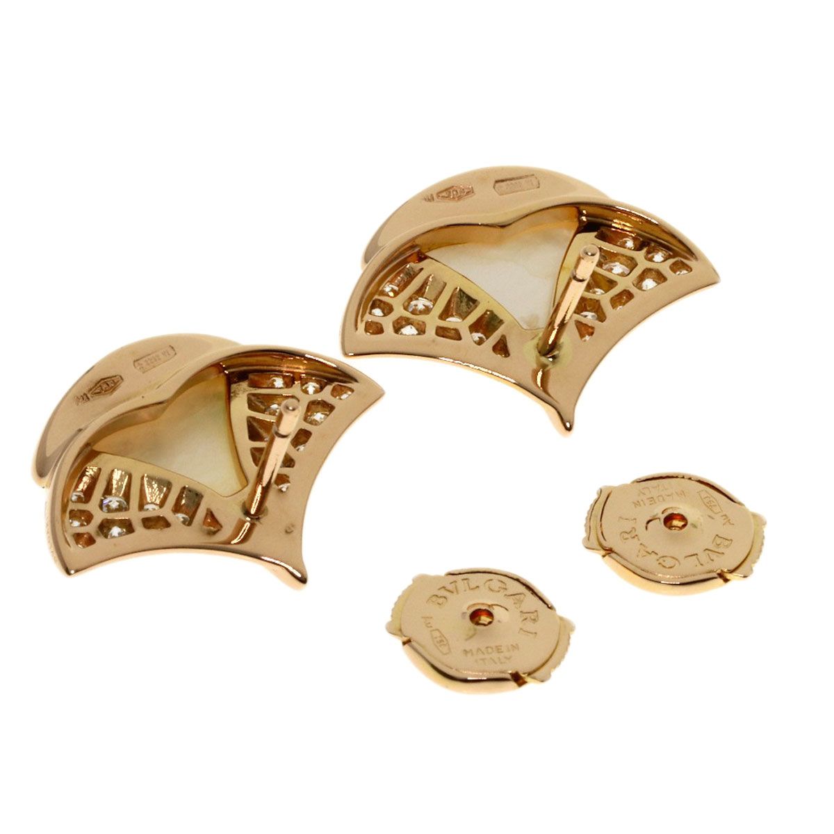 Bvlgari Diva Dream Diamond Shell Earrings 18k Pink Gold — view 2
