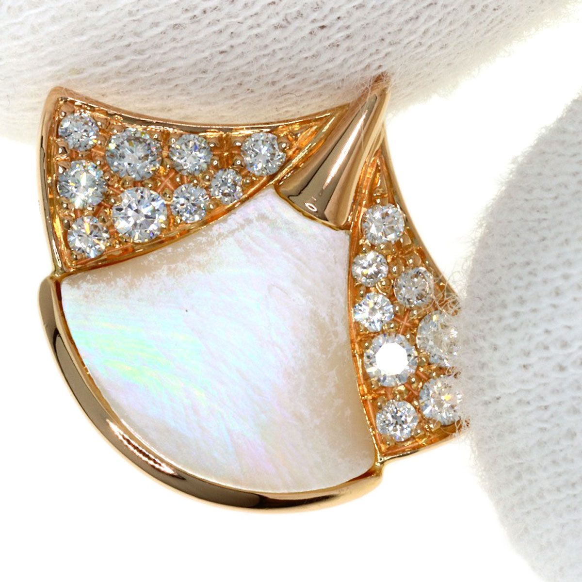 Bvlgari Diva Dream Diamond Shell Earrings 18k Pink Gold — view 7