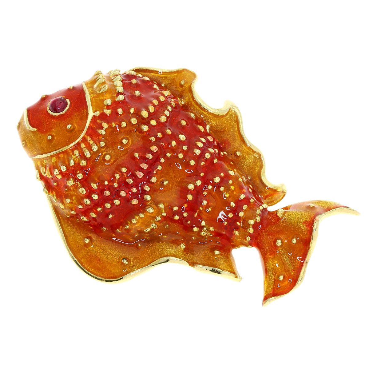 Tiffany & Co Fish Motif Brooch 18k Yellow Gold