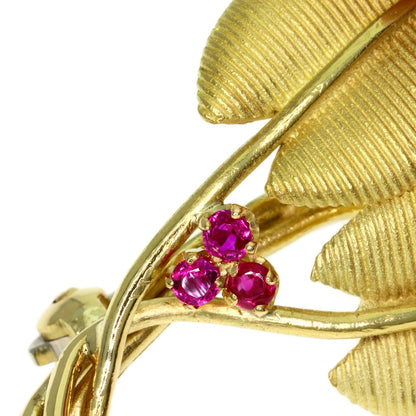 Tiffany & Co Leaf Motif Ruby Brooch 18k Yellow Gold — view 6