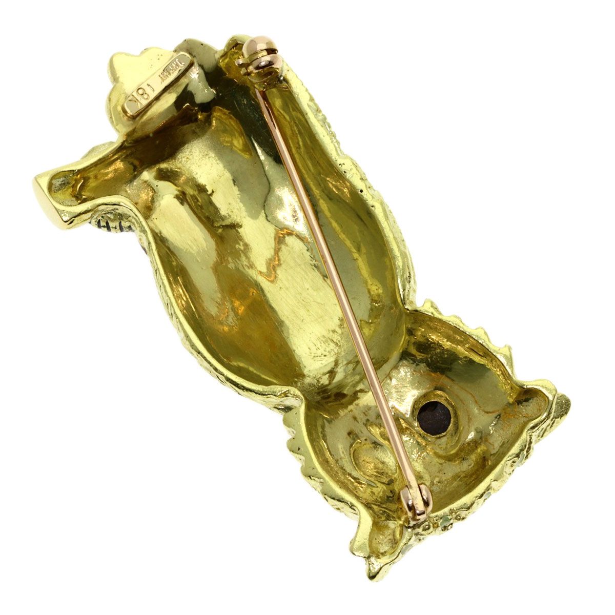 Tiffany & Co Owl Motif Cat's Eye Brooch 18k Yellow Gold — view 3
