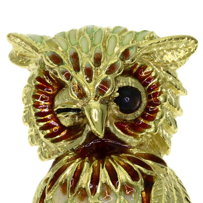 Tiffany & Co Owl Motif Cat's Eye Brooch 18k Yellow Gold — view 7