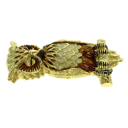Tiffany & Co Owl Motif Cat's Eye Brooch 18k Yellow Gold — view 4