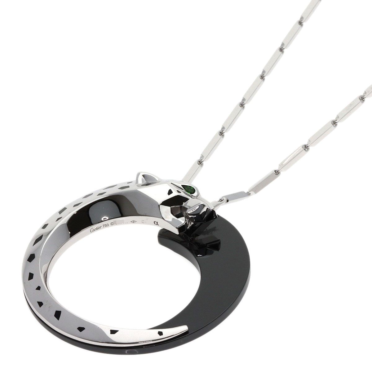 Cartier Panthere de Cartier Onyx Garnet Necklace 18k White Gold Ceramic