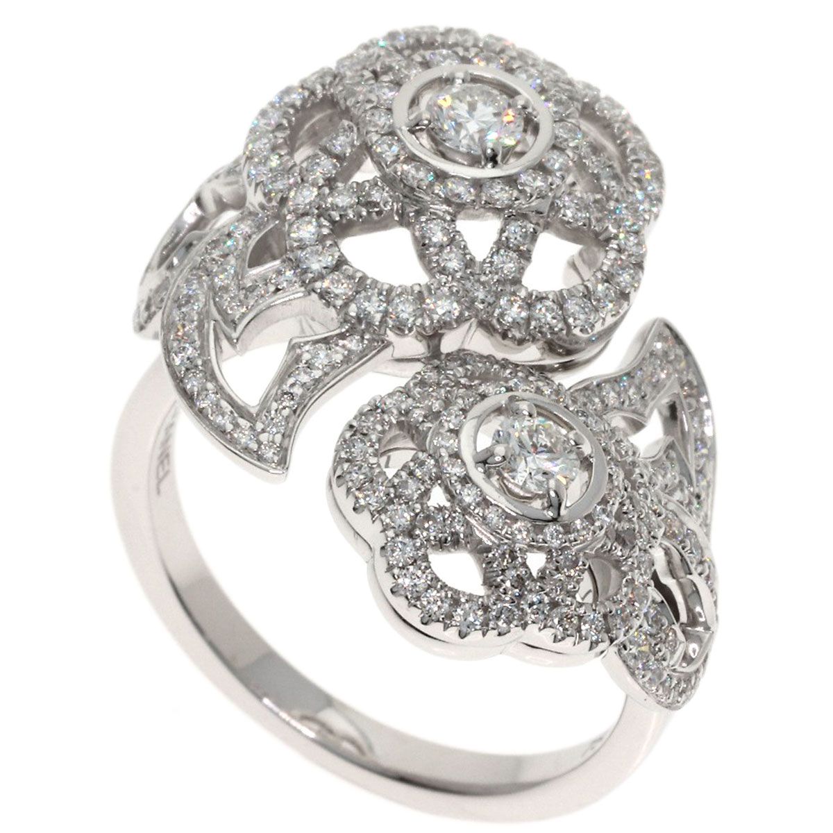 Chanel Camellia Diamond 53 Ring 18k White Gold