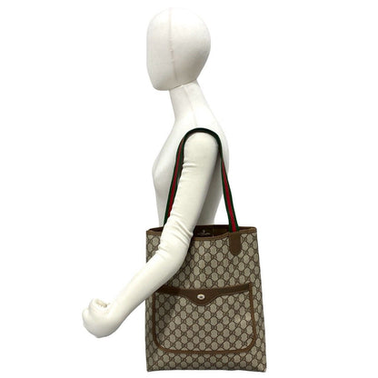 Gucci Vintage Sherry Line GG Logo Pattern Leather Tote Brown — view 2