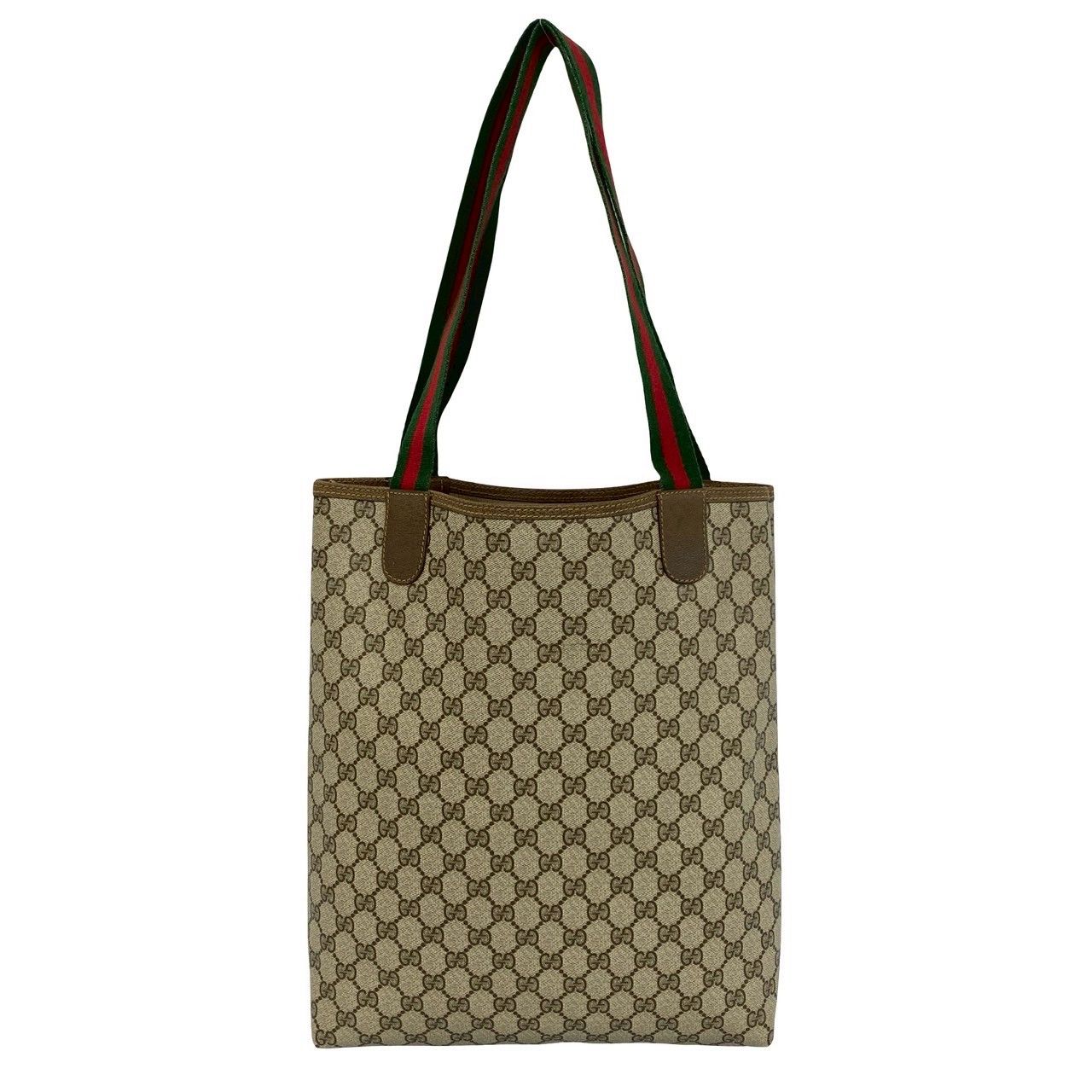 Gucci Vintage Sherry Line GG Logo Pattern Leather Tote Brown — view 3