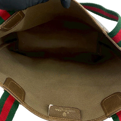 Gucci Vintage Sherry Line GG Logo Pattern Leather Tote Brown — view 9