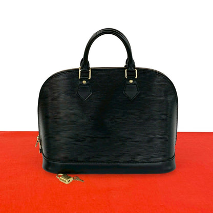 Louis Vuitton Vintage Alma Epi Leather Boston Bag Black Noir