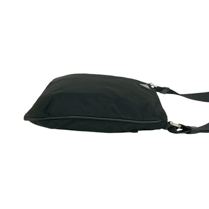 Prada Nylon Tessuto Leather Shoulder Bag Crossbody Pochette Black — view 6