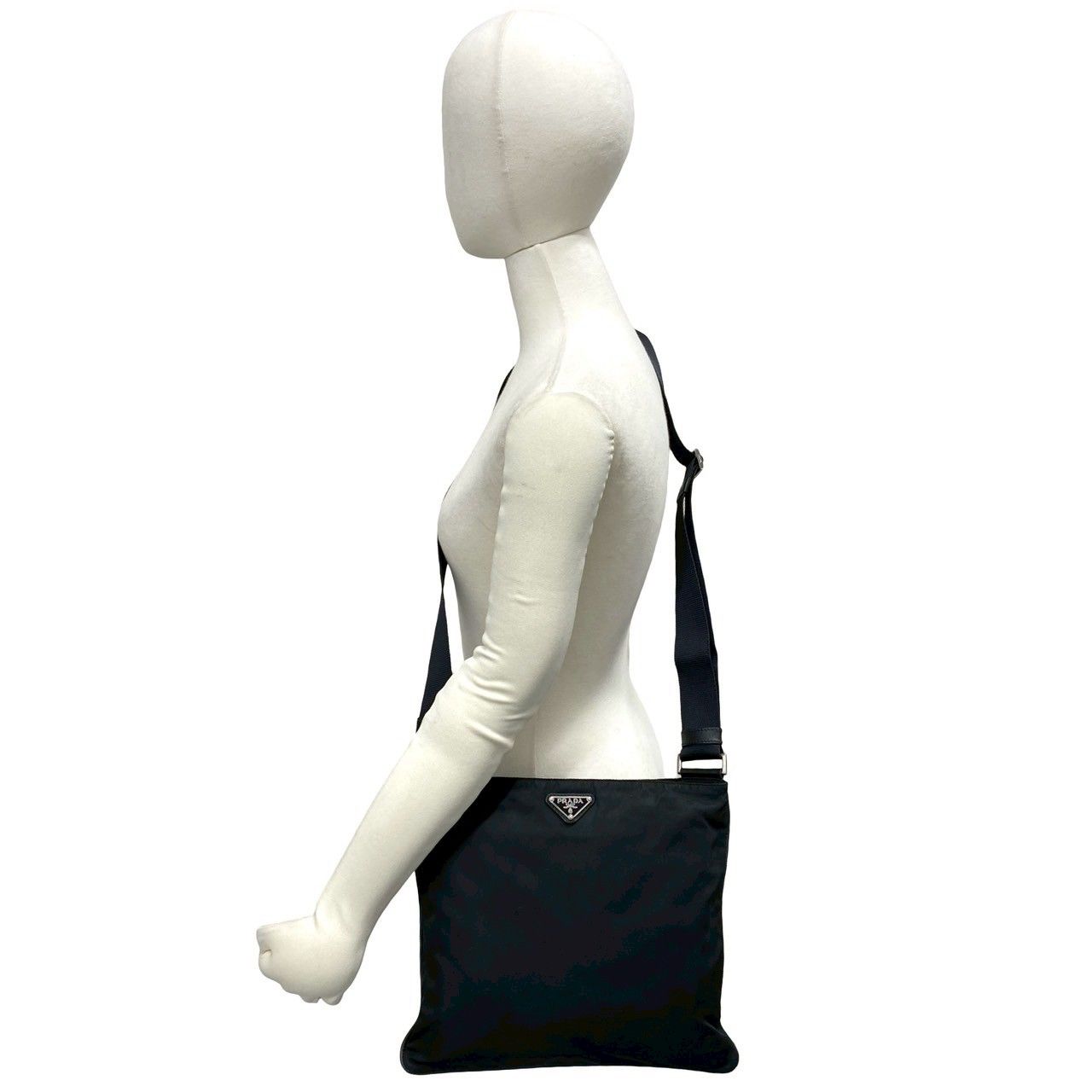 Prada Nylon Tessuto Leather Shoulder Bag Crossbody Pochette Black — view 2