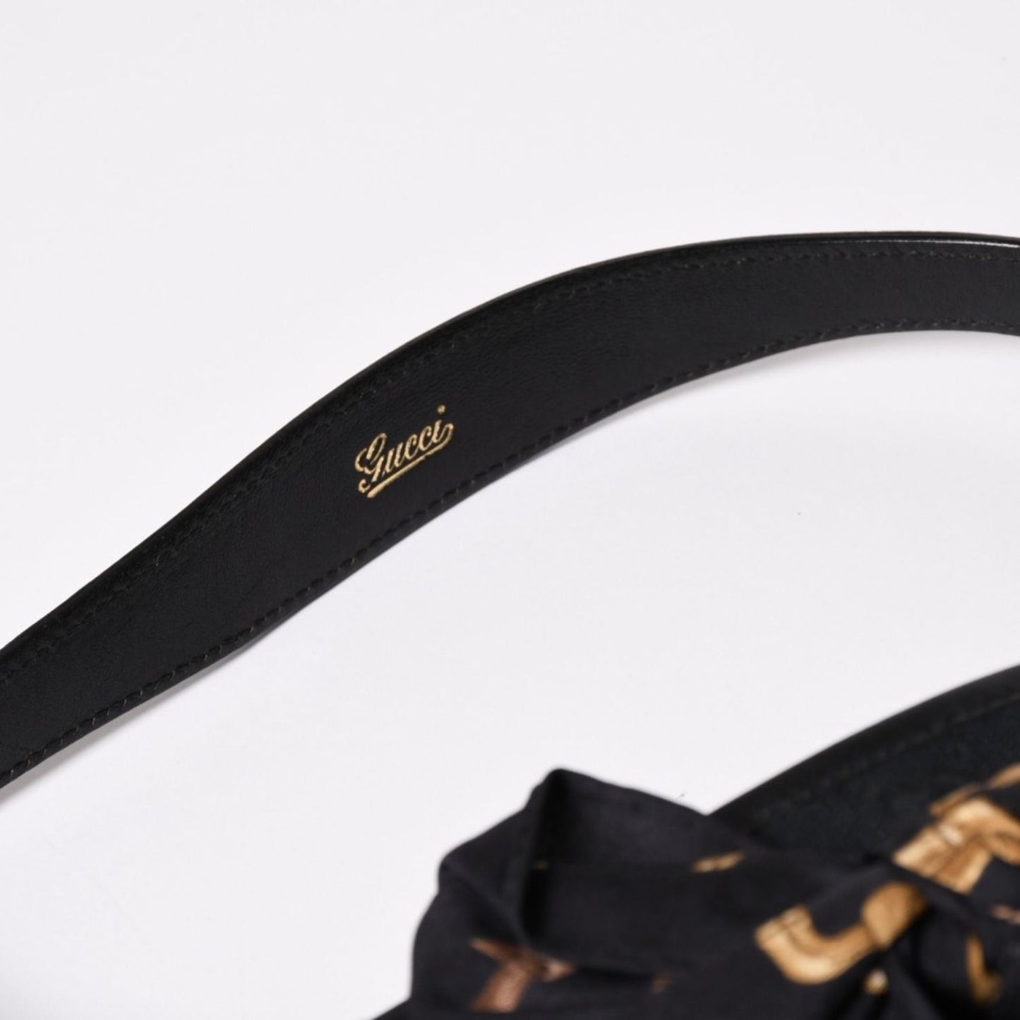 Gucci Scarf GG Canvas Shoulder Bag Black Gold — view 6
