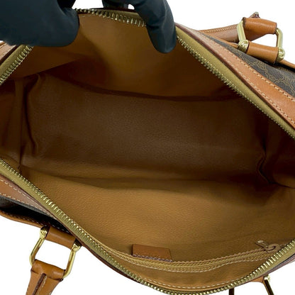 Celine Vintage Macadam Blason Pattern Logo Leather Boston Bag Brown — view 9
