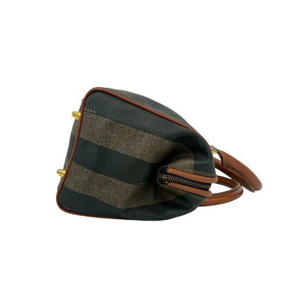 Fendi Vintage Pecan Pattern Leather Mini Boston Bag Brown Black Khaki — view 6