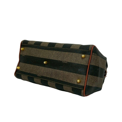 Fendi Vintage Pecan Pattern Leather Mini Boston Bag Brown Black Khaki — view 8