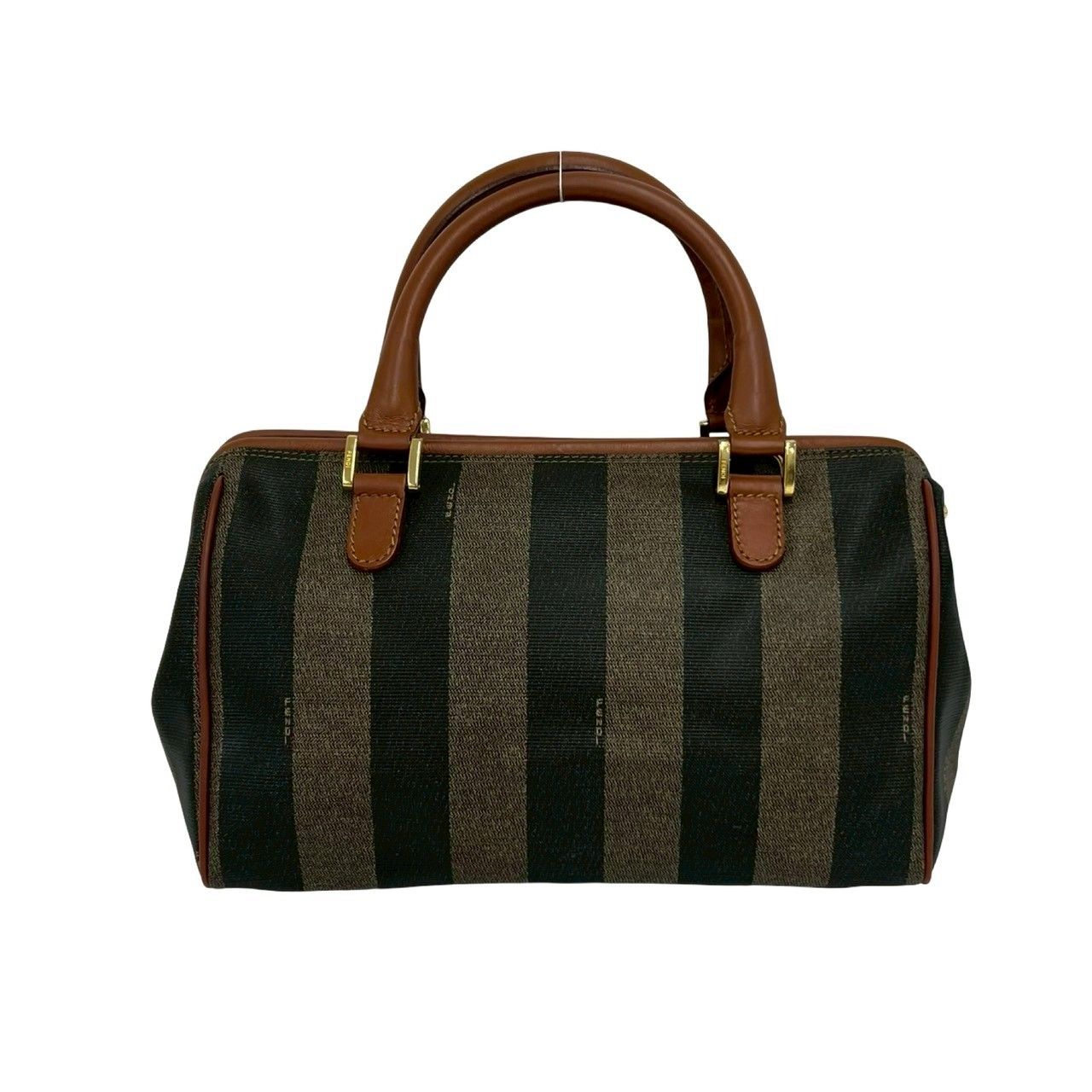 Fendi Vintage Pecan Pattern Leather Mini Boston Bag Brown Black Khaki — view 3