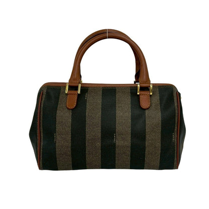 Fendi Vintage Pecan Pattern Leather Mini Boston Bag Brown Black Khaki — view 3