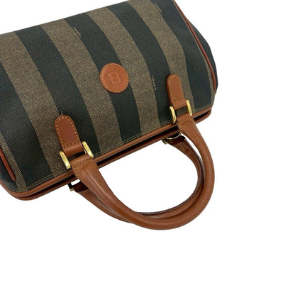 Fendi Vintage Pecan Pattern Leather Mini Boston Bag Brown Black Khaki — view 4