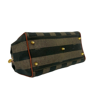 Fendi Vintage Pecan Pattern Leather Mini Boston Bag Brown Black Khaki — view 7