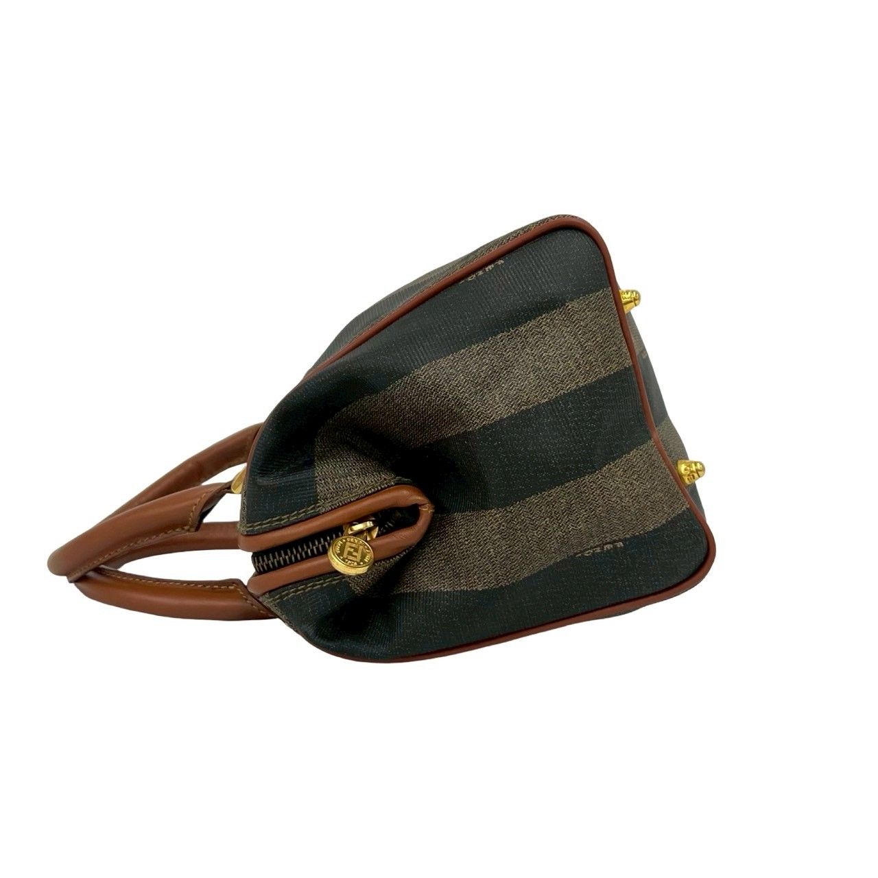 Fendi Vintage Pecan Pattern Leather Mini Boston Bag Brown Black Khaki — view 5