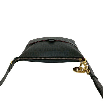 Fendi Zucchino FF Pattern Logo Leather Shoulder Bag Crossbody Black — view 4