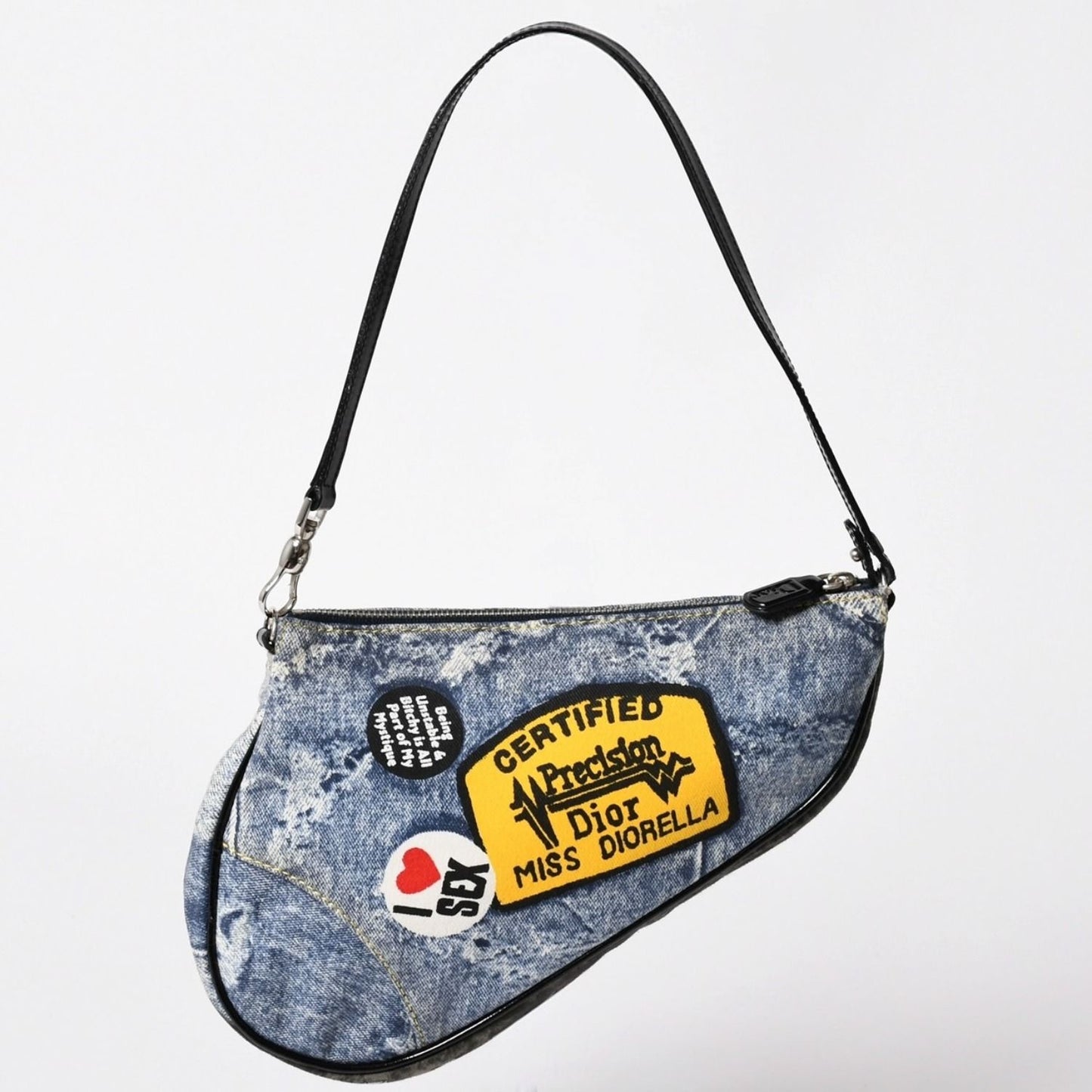 Dior Miss Diorella Denim Printed Saddle Bag Trompe L'oeil Leather Galliano