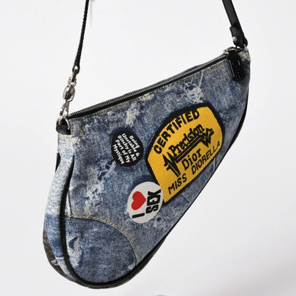 Dior Miss Diorella Denim Printed Saddle Bag Trompe L'oeil Leather Galliano — view 3