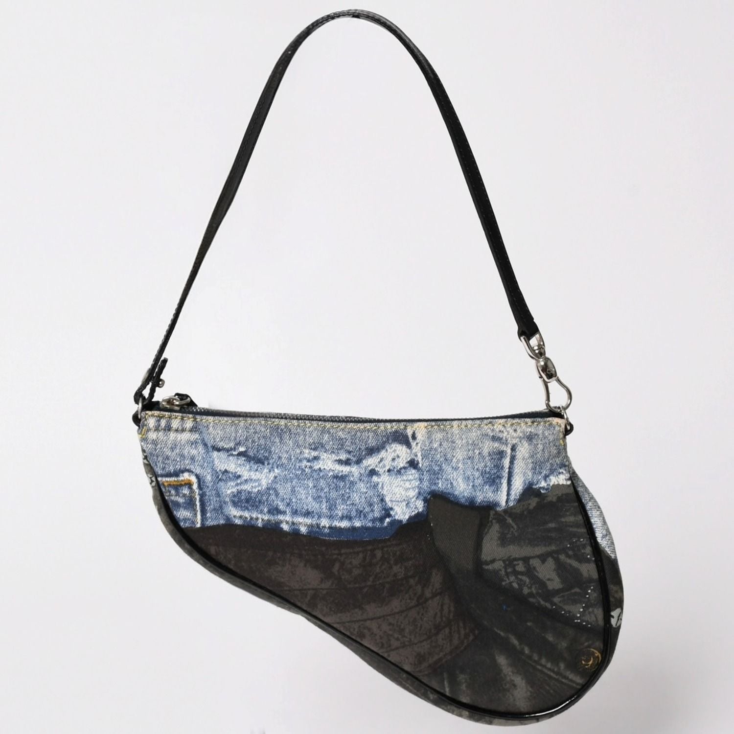 Dior Miss Diorella Denim Printed Saddle Bag Trompe L'oeil Leather Galliano — view 2