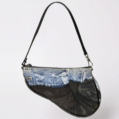 Dior Miss Diorella Denim Printed Saddle Bag Trompe L'oeil Leather Galliano — view 2