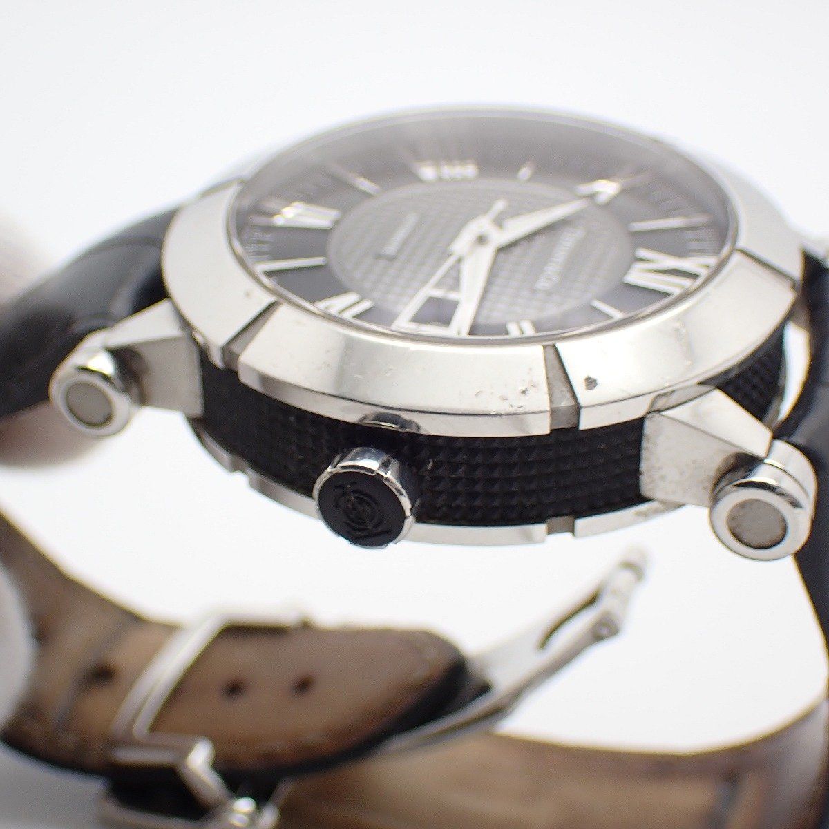 Tiffany & Co Atlas Gent Automatic Winding Watch Black Dial Slotted Back Leather — view 7
